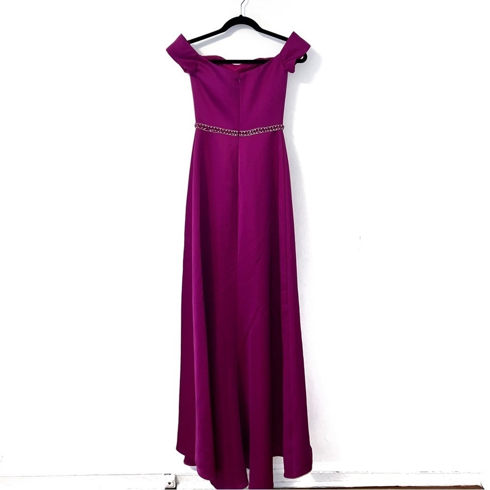 NEW Glamour Terani Couture Pink Fuchsia Off The Shoulder Beaded Gown Dress Prom - Picture 3 of 14